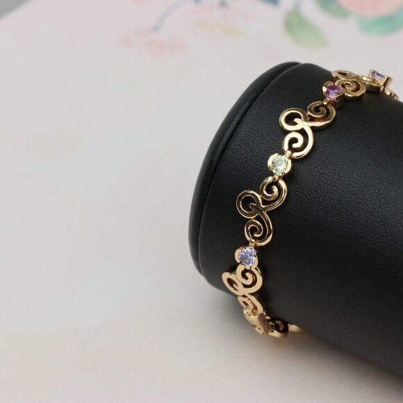 Elegant Rose Gold Bracelet with Multicolor Stones, XPBL0690 - Picture 9 of 12